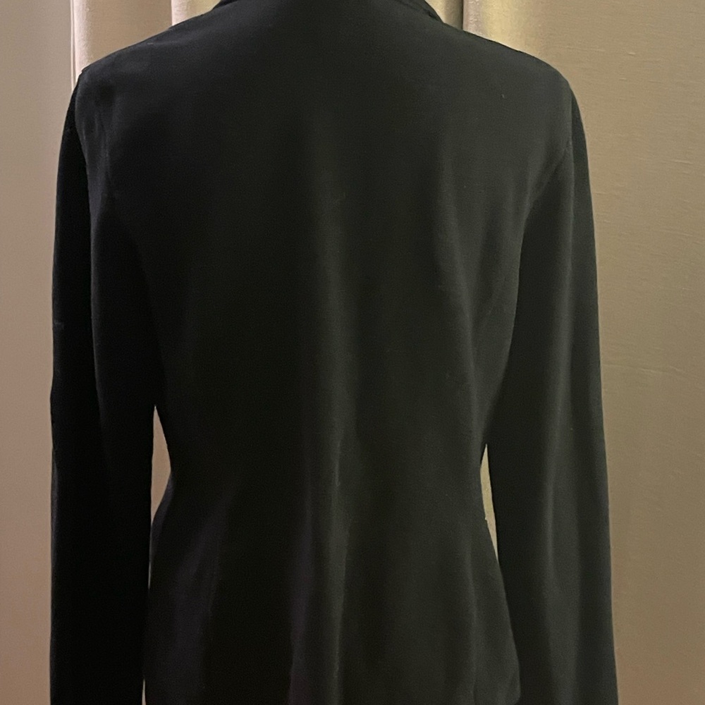 Lauren Ralph Lauren Women’s Navy Blazer Knit  Cotton Size L Preppy Versatile - Picture 2 of 4